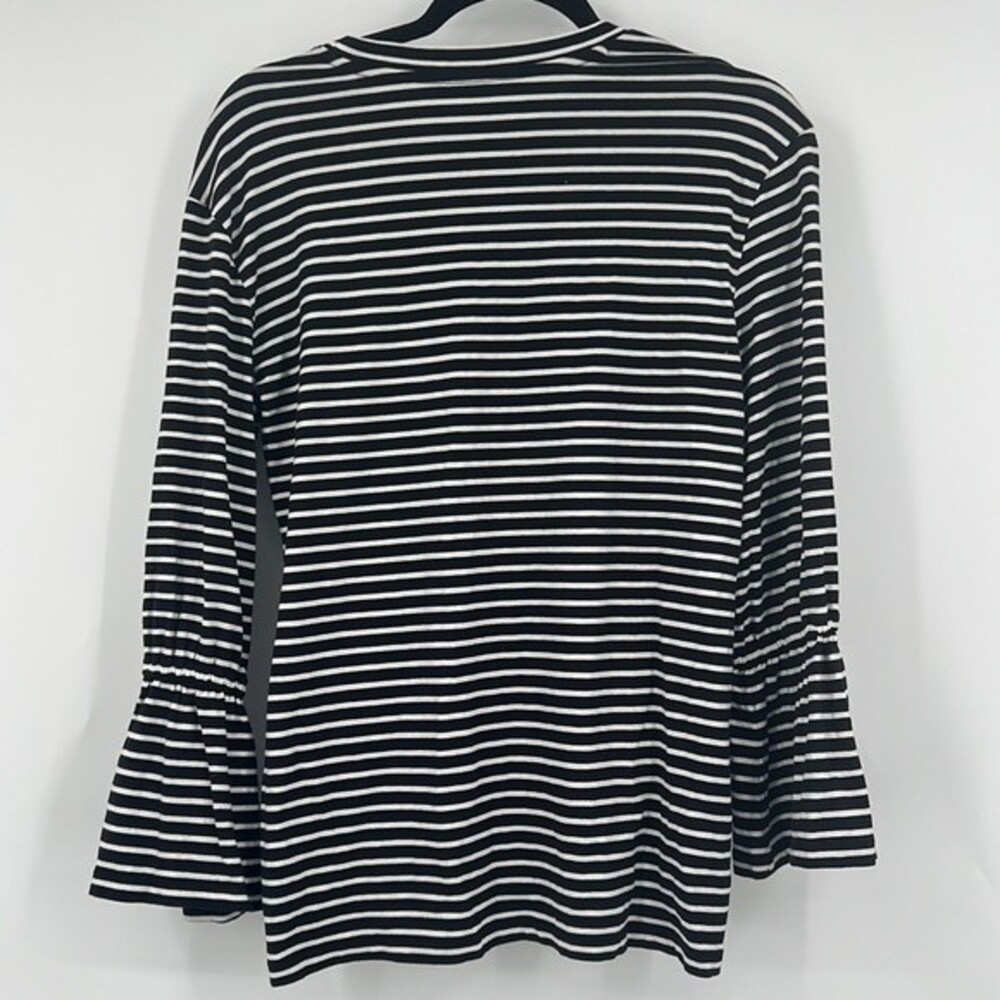 Loft Striped Long Sleeve Blouse Size Small Floral Embroidery Detail - Picture 6 of 7